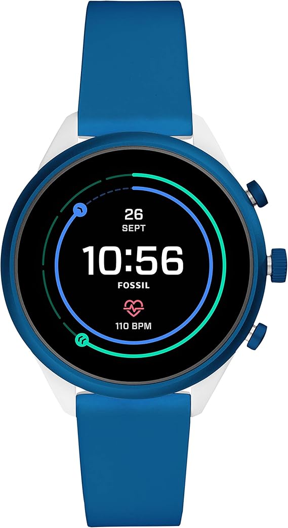 Fossil Womens Sport Metal and Silicone Touchscreen Smartwatch with Heart Rate, GPS, NFC, and Smartphone Notifications