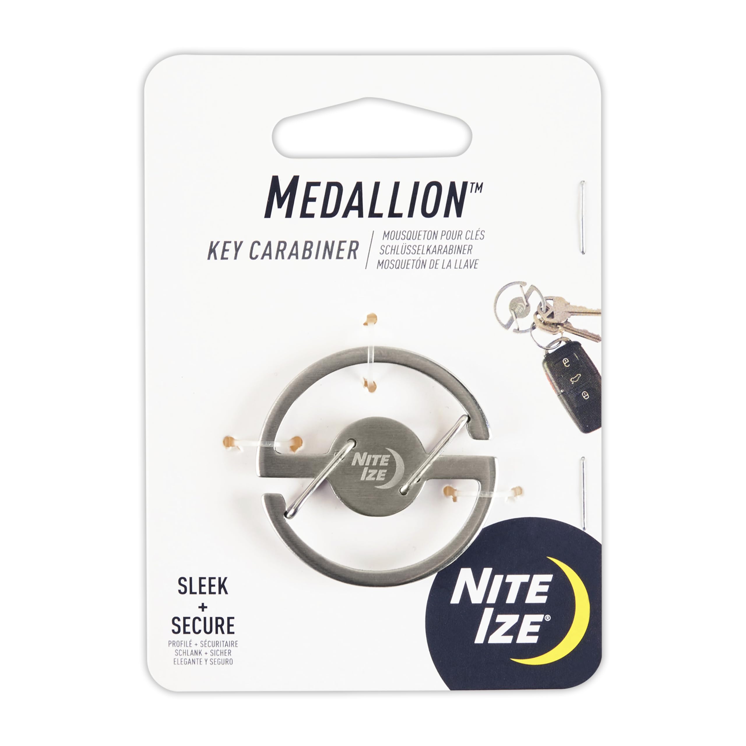 Photo 1 of Nite Ize Medallion Key Carabiner, Stainless Steel Key Ring Carabiner With Dual Gates