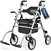 Ablecare Foldable Rollator Walker for Seniors with Seat, Rolling Walkers | 310lbs Capacity, 2 in 1 Walker Wheelchair Combo with Brake, Dual Height Adjustment, Easy to Assemble, 23lb Lightweight, Grey