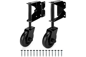 BOODVON Heavy Duty Gate Wheel, Gate Casters for Outdoor Wooden Gates or Fence Gates, Spring loaded Gate Wheel Caster for Uneven Floors, Gate Wheels with 360° Swivel, Left&Right, Black