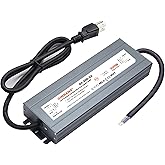 GINRANS 300W IP67 Waterproof Constant Voltage LED Driver Power Supply Transformer, 100-130V AC Universal Input with Plug, Output 24V DC 12.5A Max. for Outdoor LED Lighting