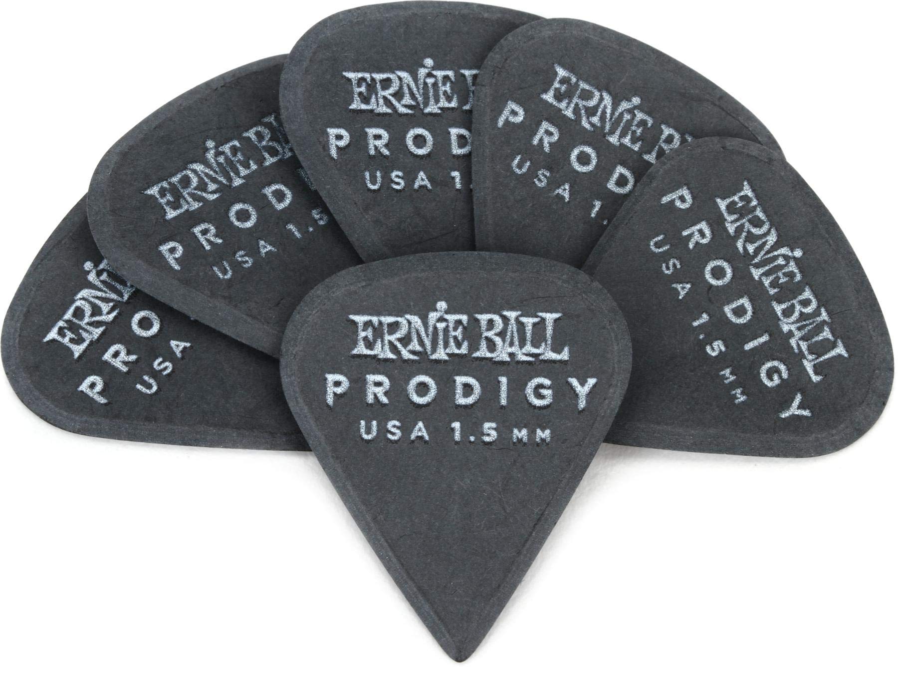 Ernie Ball 1.5 mm Black Sharp Prodigy Picks 6-pack