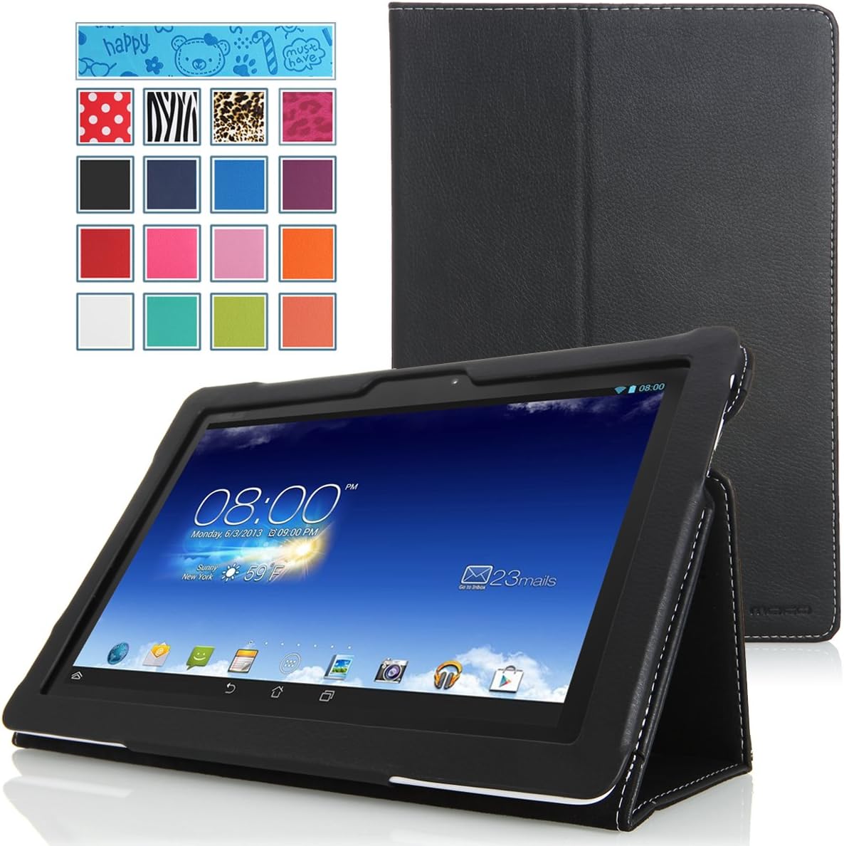 MoKo ASUS MeMO Pad FHD 10 ME302C Case - Slim Folding Cover Case for ASUS MeMO Pad FHD 10-Inch ME302 ME302C Tablet, BLACK (with Smart Cover Auto Wake / Sleep Feature)