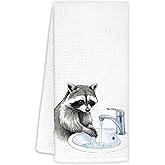 KRHFG Raccoon Bathroom Hand Towels Decor, Raccoons Lovers Gifts Decorative Hand Towels for Kids Bathroom, Funny Trash Panda Kitchen Towels, 16x24 Inch