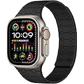 Amizee Magnetic Bands Compatible with Apple Watch Band 49/46/45/44/42/41/40/38mm Women Men, Sport Silicone Strap for iWatch Ultra 3/2/1 Series 11 10 9 8 7 6 5 4 SE3/2/1 (49/46/45/44/42, Black)