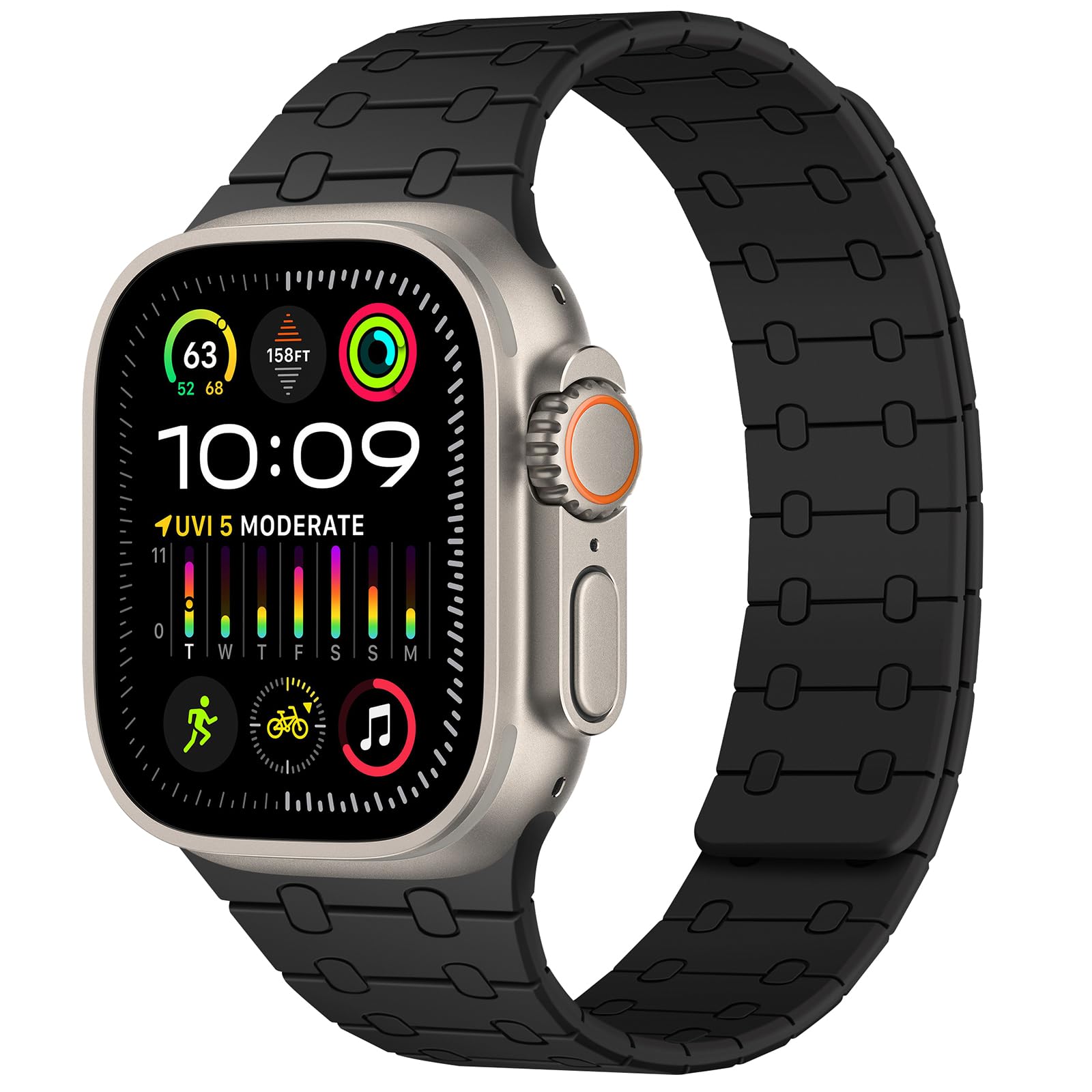 Amizee Magnetic Straps Compatible with Apple Watch Band 49/46/45/44/42/41/40/38mm Women Men, Sport Silicone Strap for iWatch Ultra 3/2/1 Series 11 10 9 8 7 6 5 4 SE3/2/1 (49/46/45/44/42, Black)