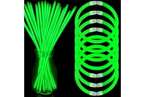 NUDALA Green Glow Sticks Bracelet Bulk Wholesale Glow In The Dark Party Supplies 100 Pcs 8 inch Glow Stick Necklaces with 100 Connectors for Christmas St Patrick's Day Easter