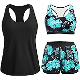 Talisea 3 Piece Tankini Swimsuits Women - Athletic Swim Tank Top with Bra and Boyshorts Bathing Suits Modest Swimwear 2026
