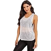 SweatyRocks Women's Sleeveless Scoop Neck Shirt Contract Mesh Racerback Tank Top