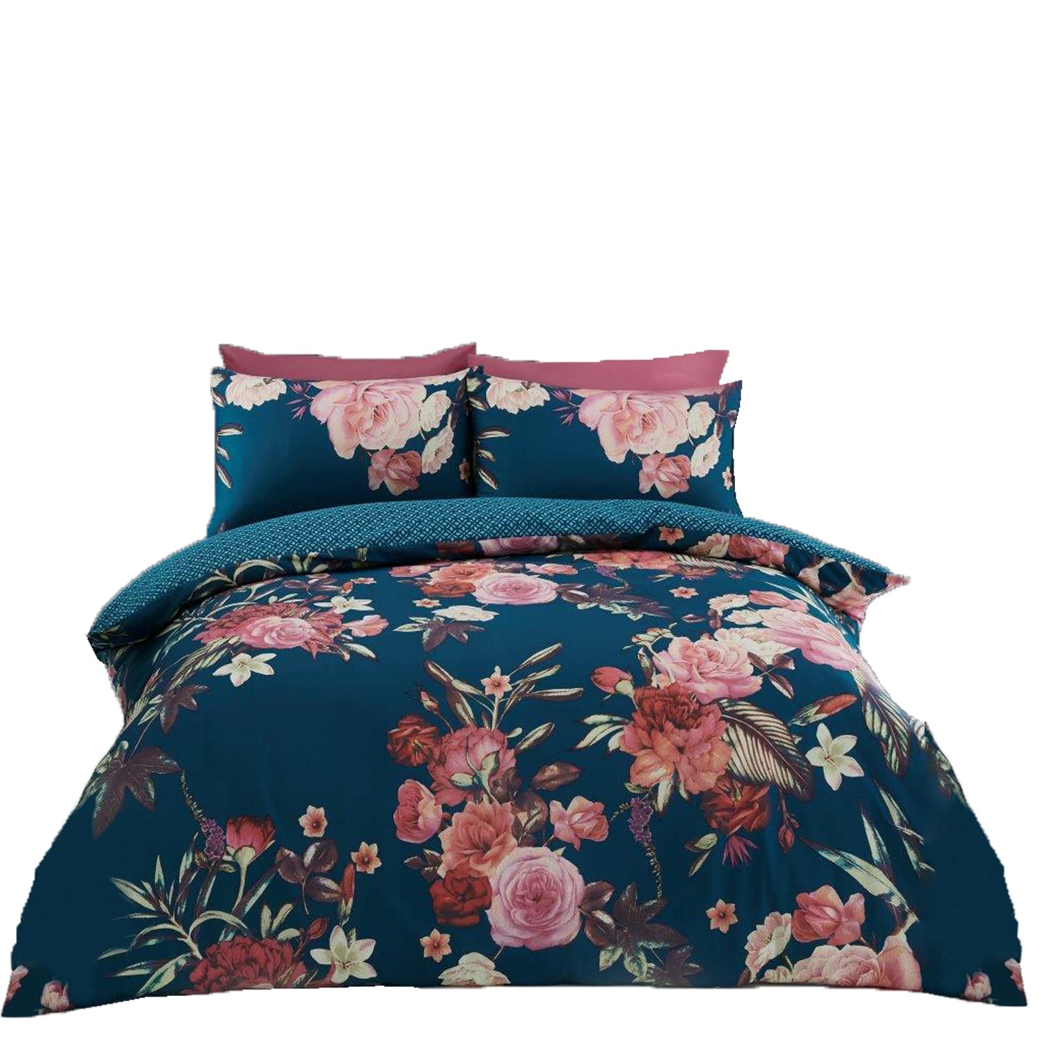 GC GAVENO CAVAILIA Easy Care Duvet Cover Printed Quilt Set Reversible Bedding, Double, Teal