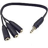 Haokiang 9 Inch 3.5mm (1/8") TRRS Male Plug to 3X Female Stereo Splitter Audio Cable, Gold-Plated(35M/3F)