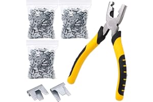 NAOEDEAH 900pcs Rabbit Chicken Wire Cage Clips with Fence Pliers Hog Rings Snap-Ring Pliers Wire Clamp Tool Fasten Clips Buckle Pliers for Building Installation Wire Cage Pet Bird Quail