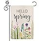 CROWNED BEAUTY Hello Spring Floral Garden Flag 12×18 Inch Small Vertical Double Sided Seasonal Outside Décor for Yard…