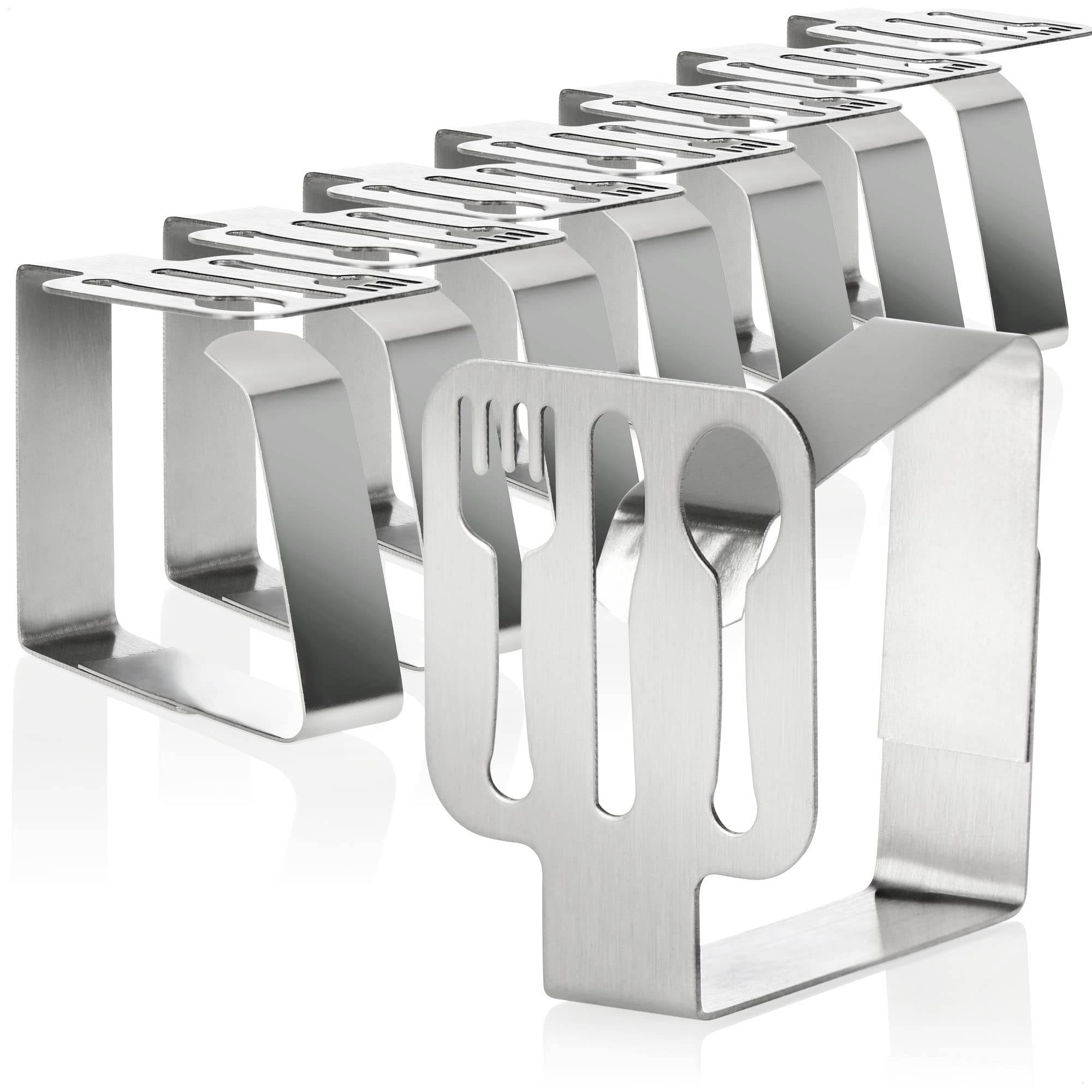 com-four® 8x premium tablecloth clips made of stainless steel - cloth holders for table linen - table clips for inside and outside - metal clips (08 pieces/cutlery)