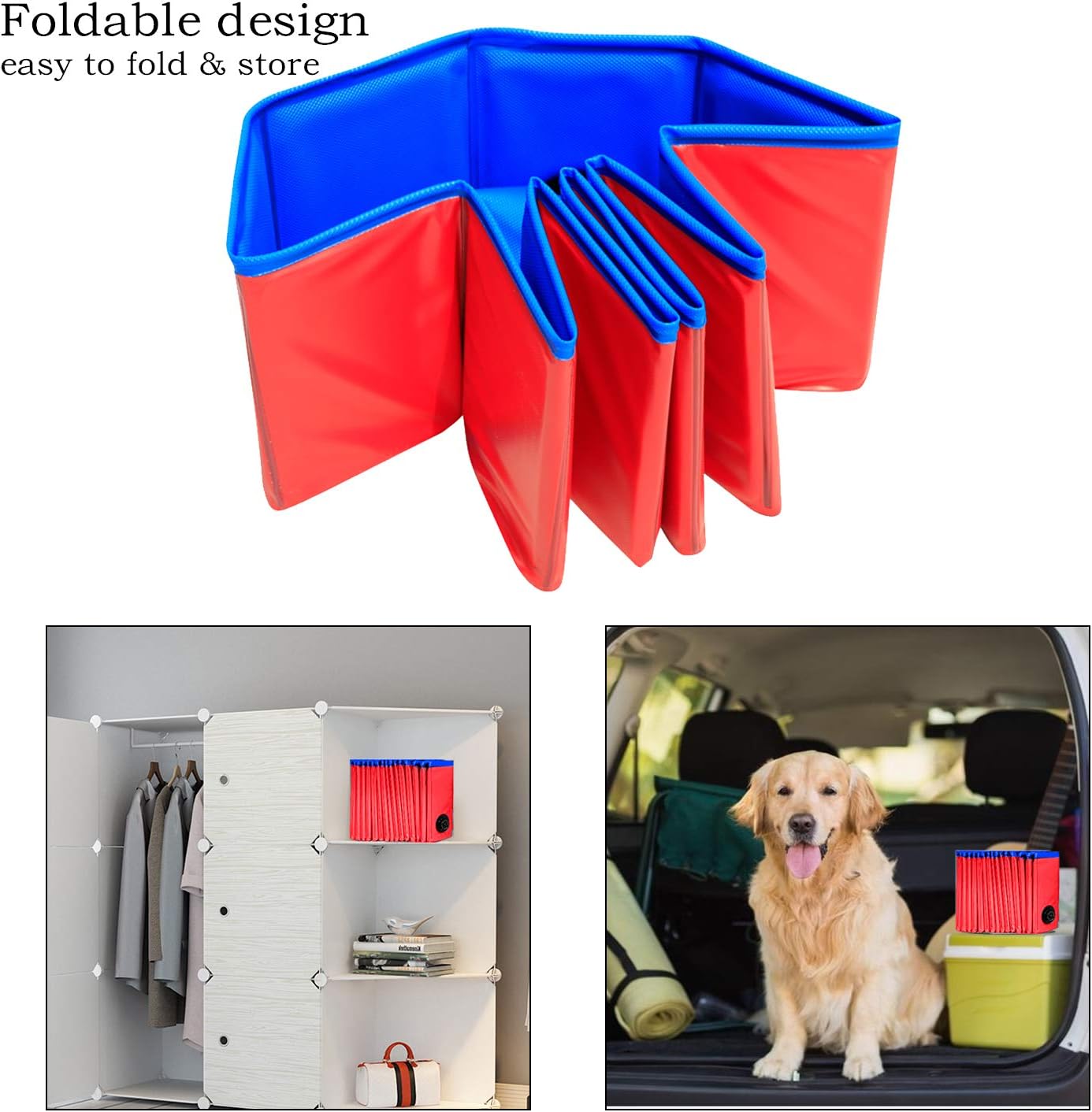 UMARDOO Fold Dog Pool - Pet Bath Pool, Swimming Pool Portable PVC Pet Paddling Bath Tub for Cats (Large-47''X 12'')