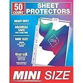 Samsill Mini Sheet Protectors 50 Pack, 5.5 x 8.5 Inch Page Protectors for Mini 3 Ring Binder, Heavy Duty, Clear Protector Sheets, 7 Hole, Top Loading, Acid Free