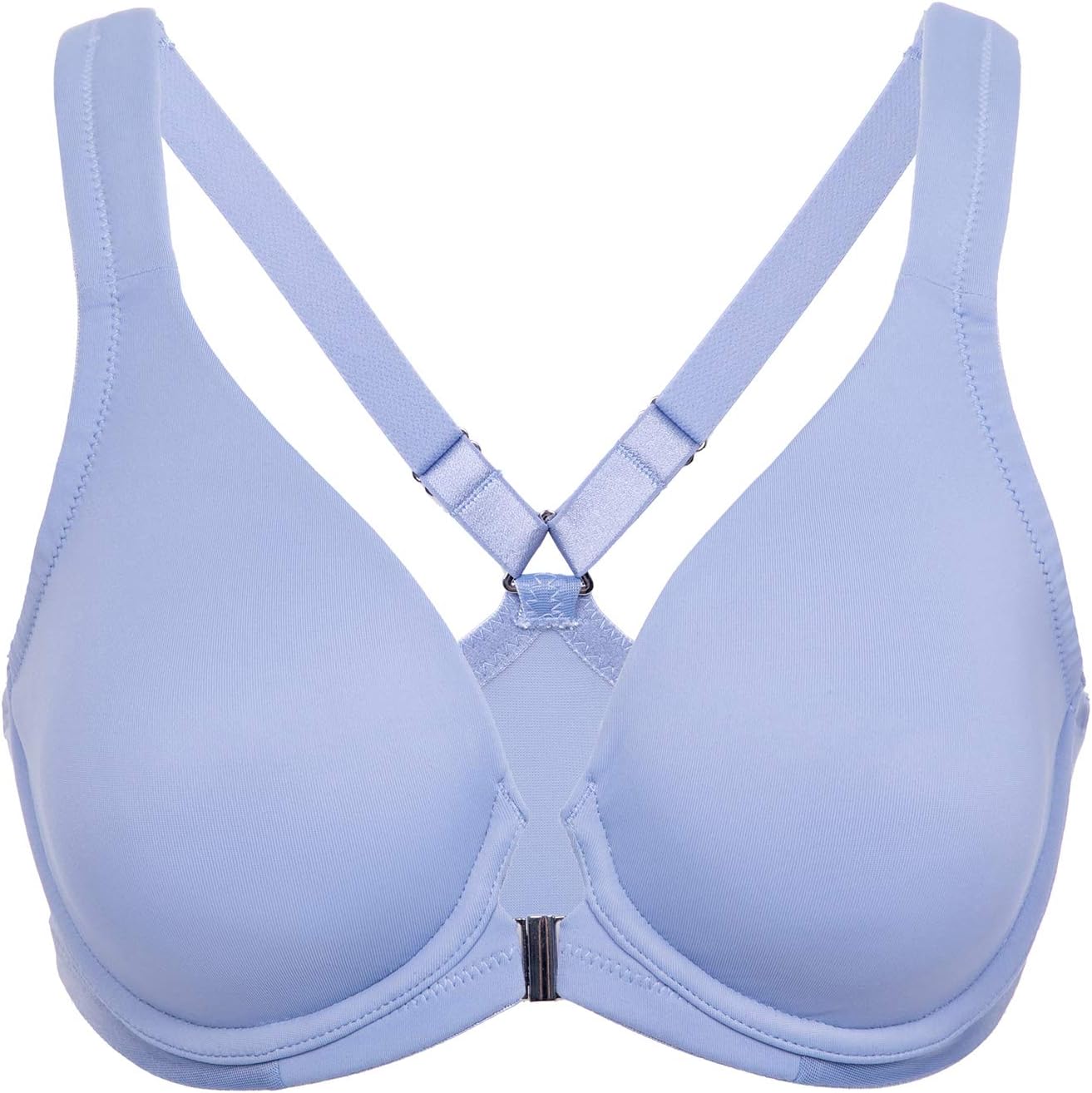 DELIMIRA Women's Underwire Support Unlined Plunge Racerback Front Closure Bras