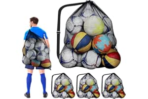 4 Pack Extra Large Sports Ball Bags, Mesh Soccer Basketball Bag, Heavy Duty Drawstring Pouch, Equipment Case for Football Vol