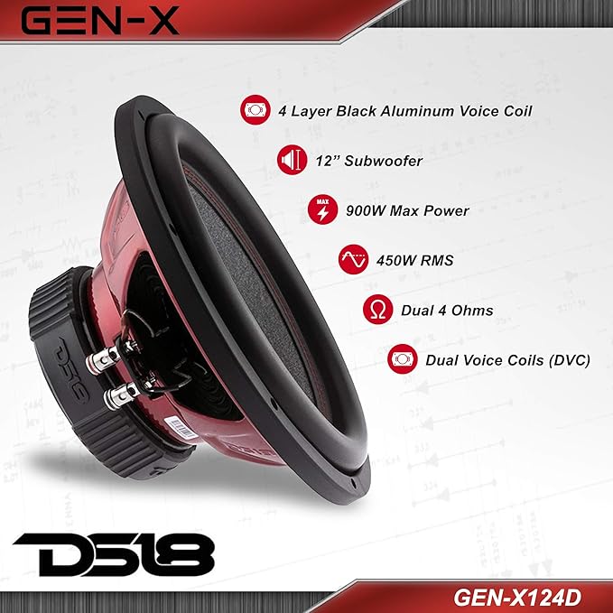 Ds18 Gen X124d 12 Subwoofer Dual 4 I C Voice Coil 900 Amazon De Elektronik