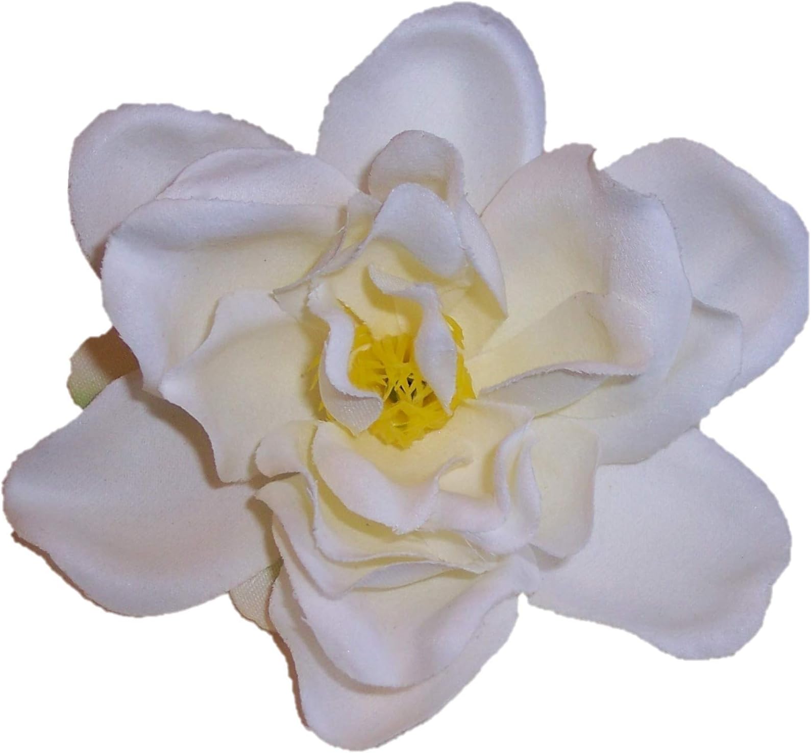 Silk Flower Hair Clip/Pin Brooch, Small Gardenia, White