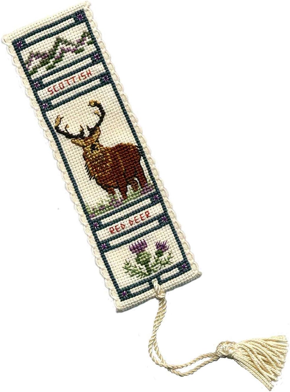 Textile Heritage Cross Stitch Kit Bookmark Stag Made in Scotland