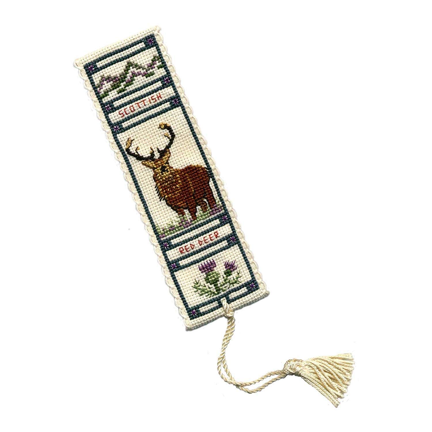 Textile Heritage Cross Stitch Kit - Bookmark - Stag - Made in Scotland