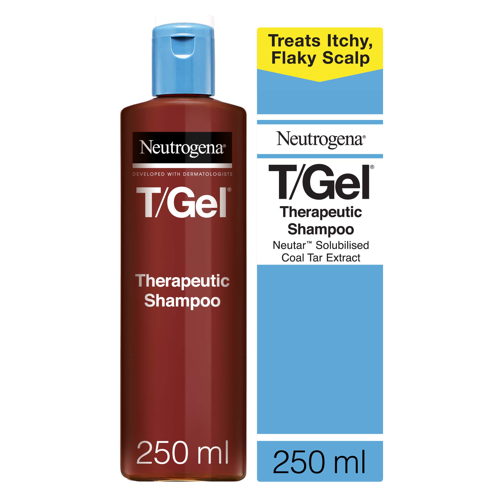 Neutrogena T/Gel Therapeutic Shampoo (1x 250ml), Medicated Anti-Dandruff Shampoo For Flaky, Itchy Scalp and Treatment of Scalp Psoriasis, Seborrheic Dermatitis and Dandruff