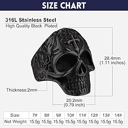 Bandmax Mens Skull Jewelry Gothic Punk Skull Rings