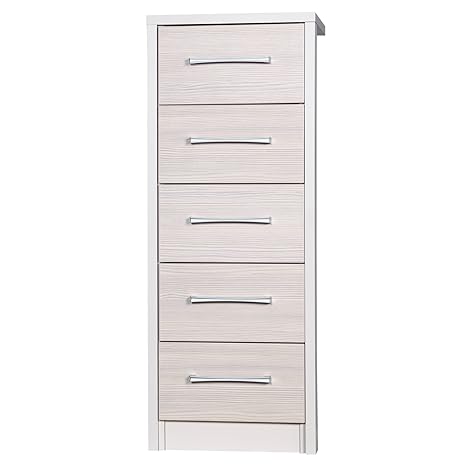 Worldstores Avola 5 Drawer Tallboy Chest Of Drawers Tall Narrow