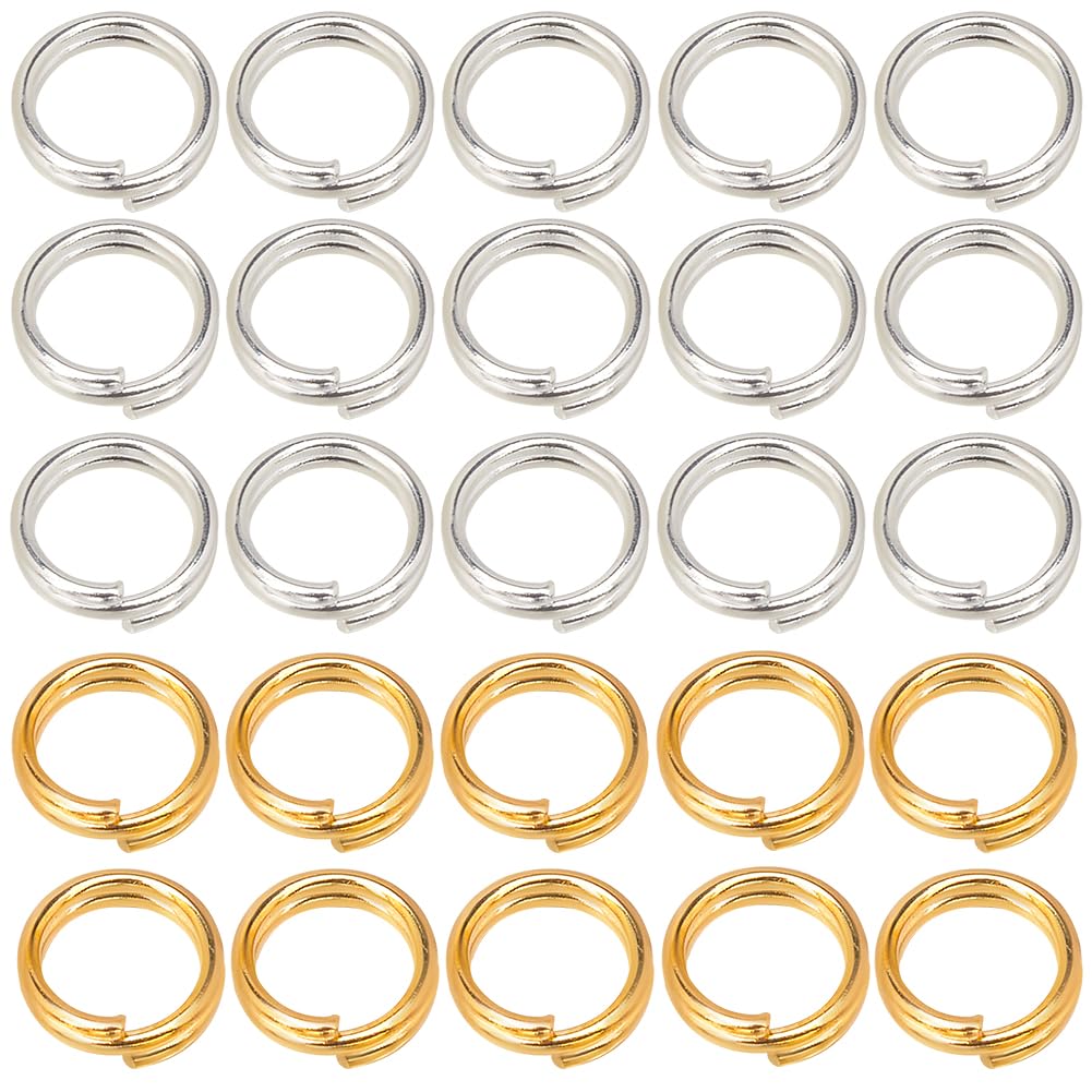 SOFPLATE 1 Box 600Pcs 6mm Double Loop Split Ring Jump Rings Bulk Gold Silver Small Metal Round Brass Key Chain Rings Connectors for jewellery Making Supplies DIY Necklace Bracelet Earrings Keychain