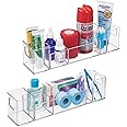 mDesign Plastic Bathroom Medicine Cabinet Organizer with Handles - Divided Vanity Storage Holder/Container for Cotton Swabs, 