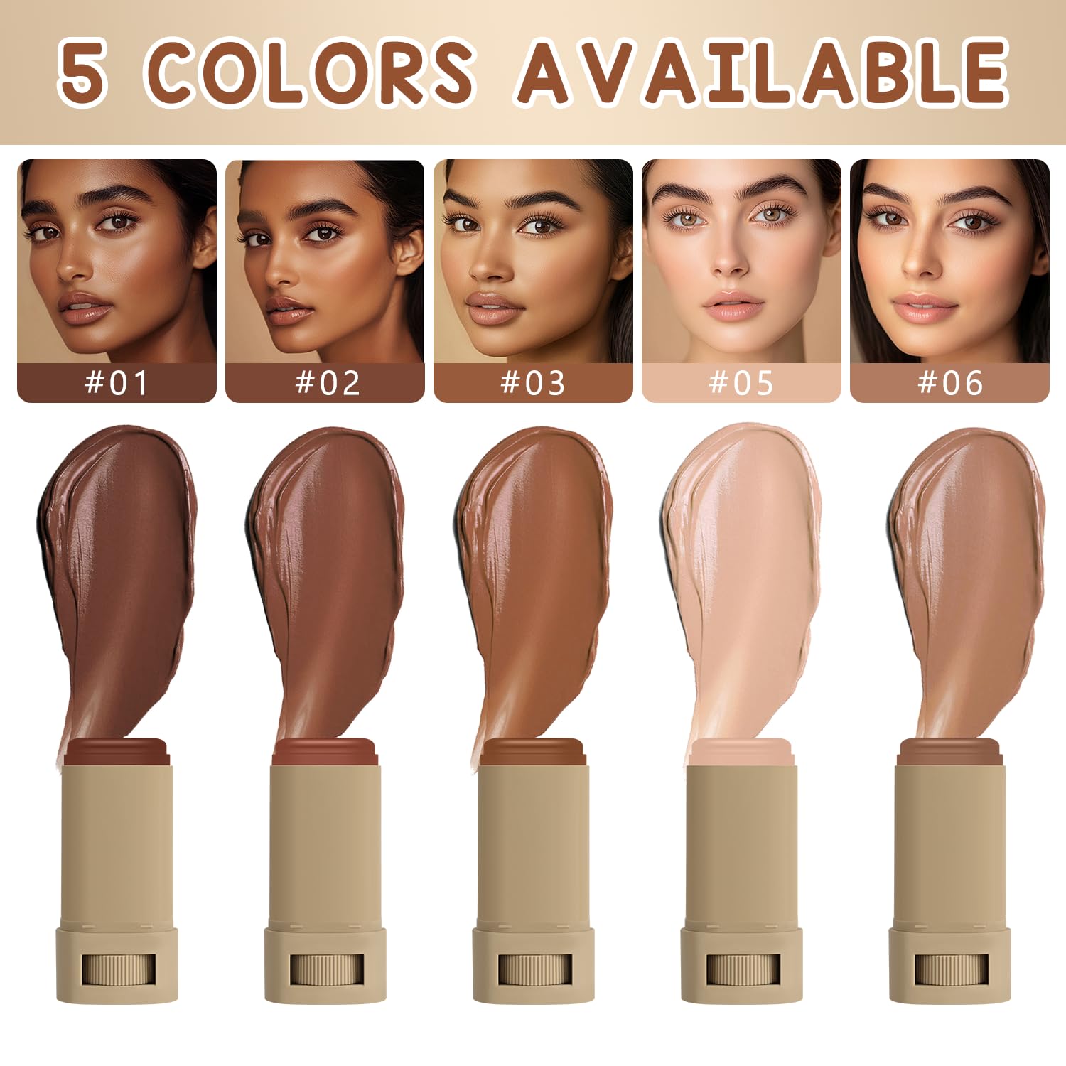 2Pcs Foundation Stick Beauty Balm Serum Boosted Skin Tint, Solid Tinted Moisturizing Serum Contour Stick Foundation Face for Women, Hydrates, Natural Finish Makeup (#3, 3))