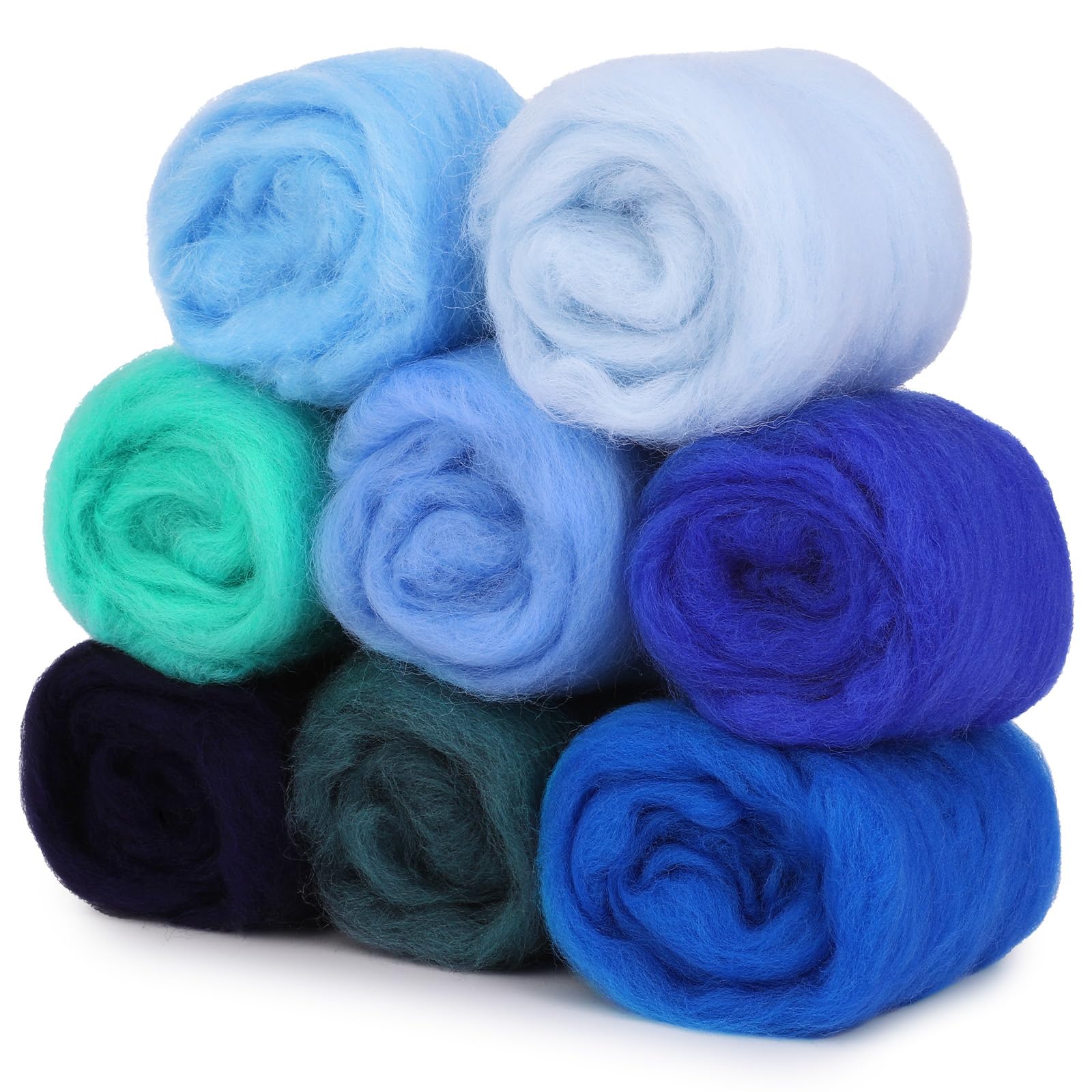 Namner Needle Felting Wool 80g (2.82oz) 8 Colour Wool Roving Set for DIY Crafts, Starter Felting Supplies, Ocean Theme Fibre Art Projects
