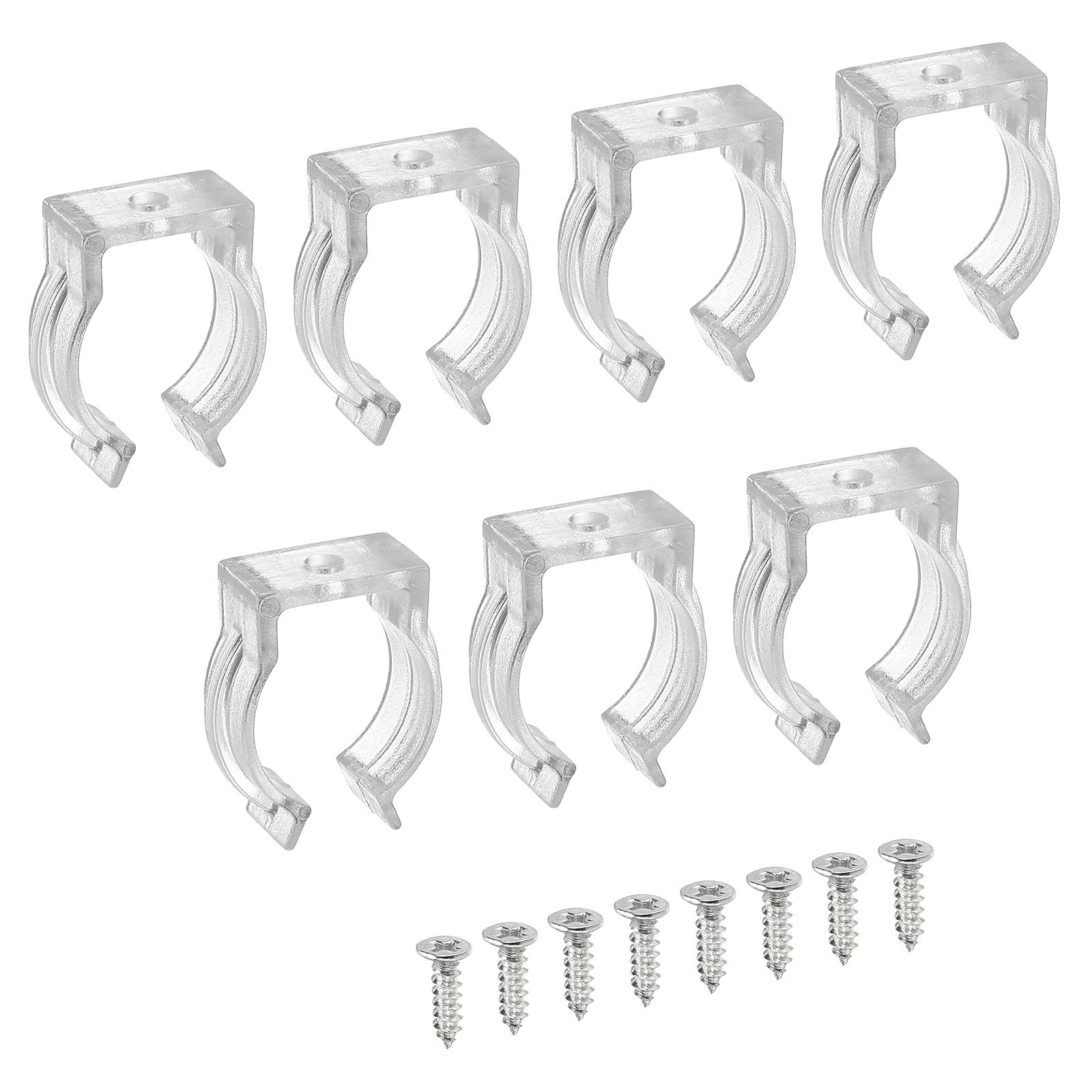 TOP-VIGOR 10Pcs T6 U Clips Holder Bracket Fluorescent Tube Light Fixture Plastic Pipe Clamps with Screws for LED Bulbs Ceiling Lamp to Prevent Sagging, Clear