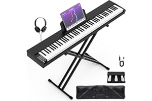 KDFDFSA 88 Key Digital Piano Keyboard,88 Key Full Size Weighted Hammer Action Electric Keyboard Piano with 200 Rhythms,200 Tones, Piano Keyboard with Stand, TriplePedal,Headphone, Carrying Bag