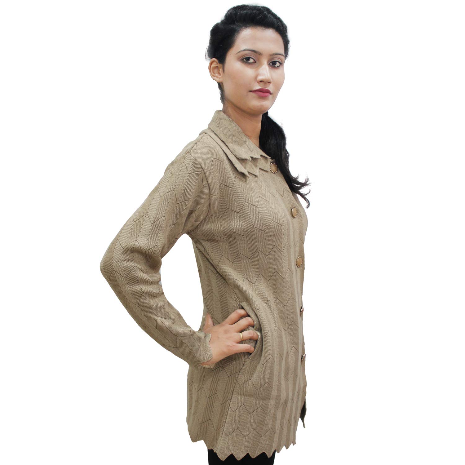matelco women's wool long cardigan with collars (ad004rk1101bg_beige)