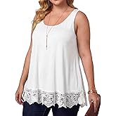 XiaoMaAnJi Plus Size Swing Lace Flowy Tank Top for Women