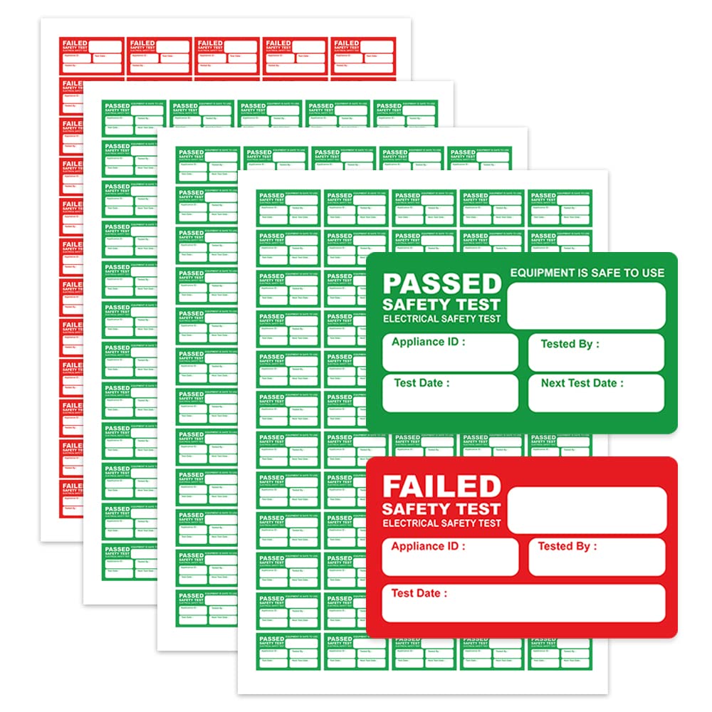 Pat Testing Labels Pack of 1050 Pat Test Pass Stickers with 50 Pat Testing Fail Labels (38 x 21 mm) Pat Testing Stickers Matt Paper for Electronic Appliances