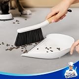 MR.SIGA Dustpan and Brush Set Bamboo Handle Portable Cleaning Combo White 1 Set view 5