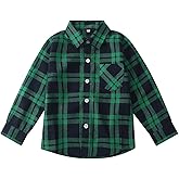 Kids Little Boys Girls Baby Red Plaid Flannel Long Sleeve Button Down Flannel Shirt Plaid Tops Girl Boy Clothes