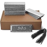 ArlinaL Metal Tags, Aluminum Plant Labels Outdoor Waterproof Plant Markers with 6 Inch Wires, 50 Pack Double-Sided Writable Garden Tags