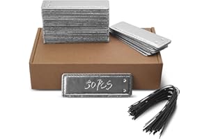 ArlinaL Metal Tags, Aluminum Plant Labels Outdoor Waterproof Plant Markers with 6 Inch Wires, 50 Pack Double-Sided Writable Garden Tags