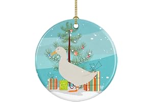 Caroline's Treasures American Pekin Duck Christmas Ceramic Ornament, Teal Christmas Tree Hanging Decorations for Home Christmas Holiday, Party, Gift, 3 in, Multicolor