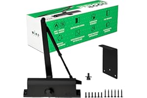 MIKO GROUP Miko Automatic Door Closer - Hydraulic, Medium/Heavy Duty, Commercial/for Home, Soft Auto Silent Adjustable Door Closer, Grade/Size 3, Interior - Exterior, No Slam, Parallel Arm, UL10C, (Black)