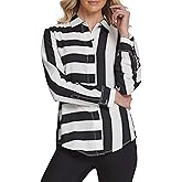 DKNY Womens Collared Long Sleeve Business Casual, Loose Woven Blouse