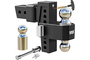 VNN Drop Hitch 2.5 Inch Receiver - 6 Inch Drop Trailer Hitch Black Interchangeable 3 Solid Ball Mount 1-7/8", 2", 2-5/16"(18,500 LBS GTW), Heavy Duty Aluminum Trailer with Pads and Locking Sets