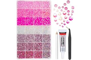 qiipii 28 Types Pink Jelly Resin Rhinestones for Bedazzling Crafting 3mm-6mm Flatback Colorful Hot Pink Stones Gems Diamonds for Nails Face Eyes Makeup DIY Crafts Tumblers Bottles Clothes Shoes Phones