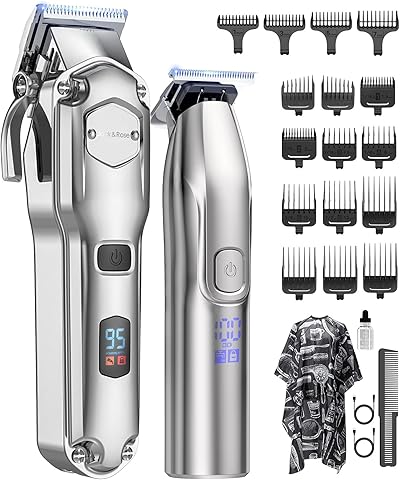 Jack & Rose Haarschneidemaschine, Profi Haarschneider Kabellos & Wiederaufladbar, IPX7 Wasserdichte Präzisionstrimmer, Bartschneider, Friseur, Rasierer, Pflegeset für Herren