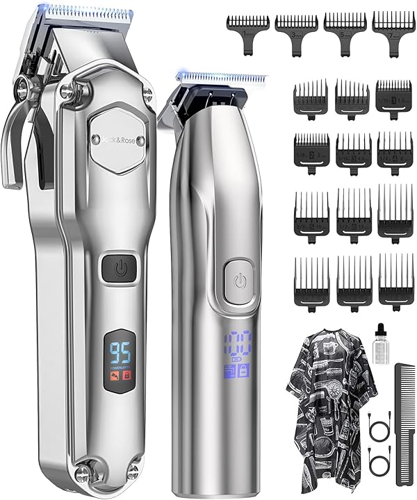 Jack & Rose Haarschneidemaschine, Profi Haarschneider Kabellos & Wiederaufladbar, IPX7 Wasserdichte Präzisionstrimmer, Bartschneider, Friseur, Rasierer, Pflegeset für Herren