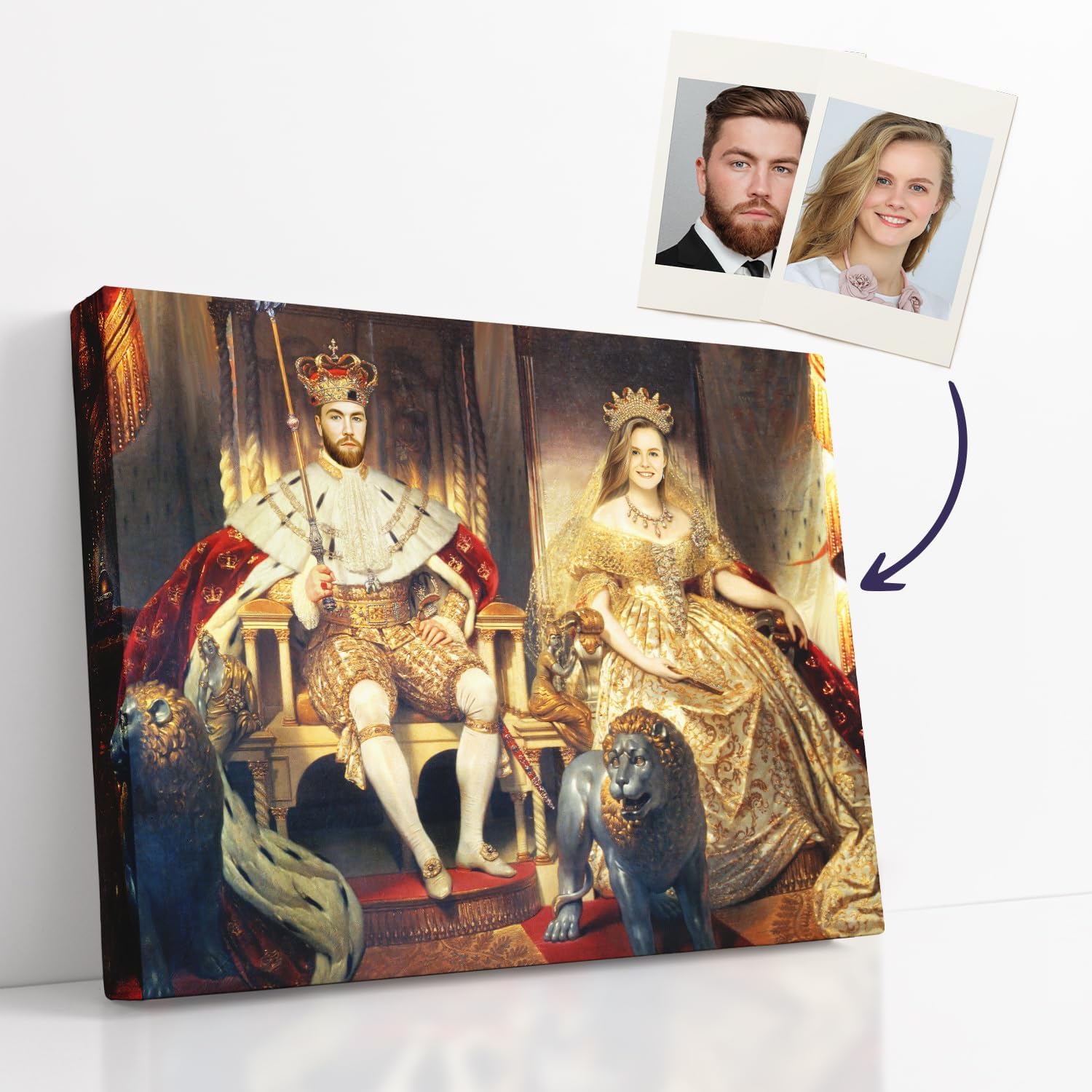 Paintings - Custom Couple Portrait from Your Photo, Canvas Wall Art as Personalized Gifts for Couples, Funny Gift Ideas, Turn them into Royalty (The King & Queen, 18